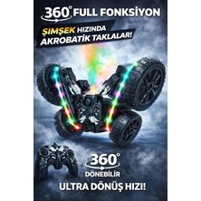 Uzaktan Kumandalı Araba Buhar Atan Şarjlı 2.4ghz Akrobat Rc 360° Dönen 4x4 Ledli