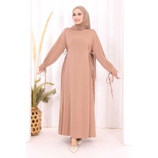 Bym Fashion Bağlama Detaylı Elbise 6015 Vizon