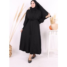 Bym Fashion Elbiseli Abaya Takım ŞAL HEDİYE  3883 Siyah