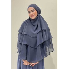 Bym Fashion Peçeli 3 Katlı Şifon Sufle Şal 6012 Füme