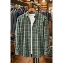 Varetta Erkek Yeşil Kışlık Gömlek Kareli Cepli Yaka Düğmeli