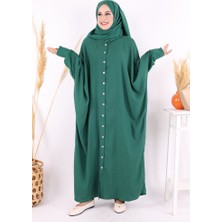 Bym Fashion Ön Kısmı Boydan Düğmeli Salaş Elbise 7910 Zümrüt