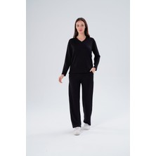 Paw Garage Kadın Meşhur Yüksek Kalite Büyük Beden Modal Kumaş V Yaka Alt-Üst Takım - 1003