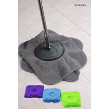 Visluna (2 Adet) Standart Ölçü Yuvarlak Döner Başlıklı Yedek Mop Temizlik Bezi