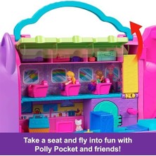 Storemax Polly Pocket™ Minik Kedi Hava Yolları™ Oyun Seti Polly Adventures In Rio Uçak Oyun Seti, 2 Mikro Bebek ve Evcil Hayvan, Aksesuarlar, Seyahat Oyuncağı Uçak HWP19