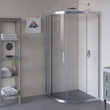 Kupon Duş ve Banyo Sistemleri Vesta D300 Oval Duşakabin Parlak Profil Şeffaf Cam H: 190 cm