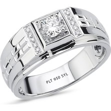 Zümrüt Sarraf 0,36 Ct Pırlantalı Platin Erkek Yüzük