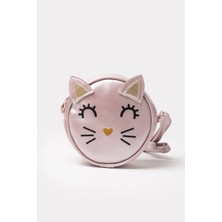 İcone Bag Yuvarlak Kedi Kafası Tasarımlı Kız Çocuk Omuz Çantası Suni Kız Çocuk Çantası