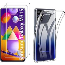 Storemax By Conners Galaxy M31S Anti-Scratch-Temperli Cam Ekran Koruyucu 2 Adet +Crystal Şeffaf Silikon