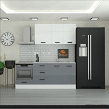 Yurkan 215 cm Mutfak Dolabı MDF Kapak Modern Tasarım Gri Renk 11 Parça Fonksiyonel Depolama