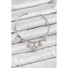 Skygo Pirinç Zirkon Taşlı Yıldız Model Gümüş Renk Charm Bileklik