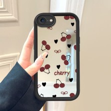 HONTINGA iPhone 7 ile Uyumlu Aynalı Kılıfı Düşüme Önleyici Basitlik Anti Düşme Kamera Korumali Kiraz Desen Yumuşak Silikon Telefon Kılıfı Kadın ve Erkek Için Uygundur K2-9085