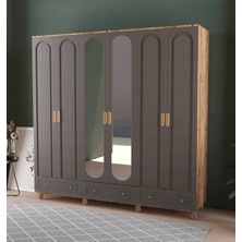 T&B Mila 6 Kapaklı Çekmeceli Gardırop - Mdf Kapak