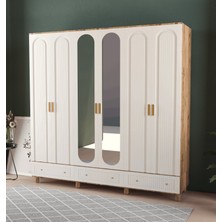 T&B Mila 6 Kapaklı Çekmeceli Gardırop - Mdf Kapak