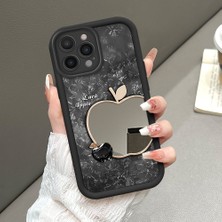 HONTINGA iPhone 15 Pro Max ile Uyumlu Aynalı Kılıfı Düşüme Önleyici Basitlik Anti Düşme Kamera Korumali Apple Desen Yumuşak Silikon Telefon Kılıfı Kadın ve Erkek Için Uygundur K2-9107