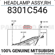 Tyc Mitsubishi Attrage Ön Far Elektrikli Motorlu Sağ 2013- (Oem No:  8301C546)