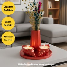 Nigi Store Dekoratif 4 Parça Mumlu Vazolu Tepsili Set - Hediyelik Oda Balkon Banyo Süsü