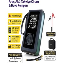 Deanb 8000mAh Dijital Ekranlı Araba Akü Takviye'li Kompresör Araç Lastik Şişirme Hava Pompası - 150PSI 1000A