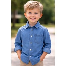 Connemara Erkek Çocuk Kot Gömlek Uzun Kollu Düğmeli Cepli Rahat Kalıp