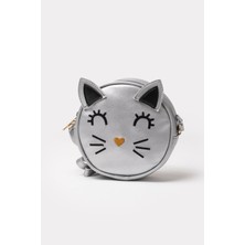 İcone Bag Yuvarlak Kedi Kafası Tasarımlı Kız Çocuk Omuz Çantası Suni Kız Çocuk Çantası