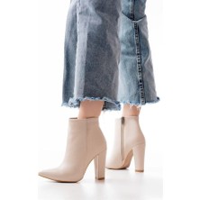 Sibel Gürel VRT-4801 Bej Yüksek Topuklu Fermuarlı Kadın Bot