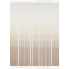 Loro Piana Dégradé Çizgili Kaşmir Italyan Tasarımı El Işçiliği  Battaniye Natural Beyaz