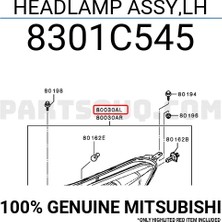 Tyc Mitsubishi Attrage Ön Far Elektrikli Motorlu Sol 2013- (Oem No:  8301C545)