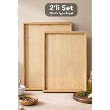 Meleni Home 2'li Dikdörtgen Tepsi Seti - Dekoratif Sunum Tepsisi Çay Kahve Ikramlık Servis Tepsisi