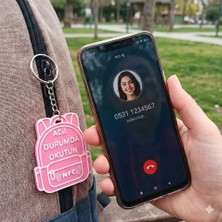 Nfc Acil Durum Anahtarlığı - Akıllı Çanta Süsü ve Güvenlik Etiketi - Okut ve Bilgi Al - Pembe