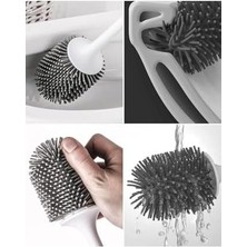 Storemax Silikon Wc Tuvalet Banyo Fırçası Klozet Fırçası Oval Gri