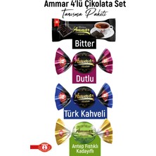 Ammar 4'lü Çikolata Tanışma Seti,  500 Gr, Antep Fıstıklı Kadayıflı , Türk Kahveli, Dutlu, Bitter,