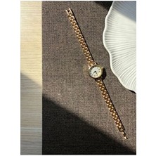 Rubsey Retro Minimal Kadın Kol Saati Kahverengi Deri Kordon Suya Dayanıklı Metal Kasa