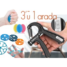 Ht Sağlık 3u1 Arada El ve Parmak Egzersız Setı - Sayaclı Ayarlı El Yayı - Egzersiz Topu ve Parmak Guclendirme