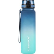 Uzspace Fiftyfifty 1000ML Büyük Boy Çift Renk Softtouch Ff Collection Tritan Su Matarası Mavi-Turkua