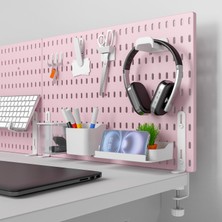 Smilesepet Smile Sepet Çok Amaçlı Organizatör Set Metal Ayak Bağlantı PEMBE (AKS.BEYAZ) ( 52 cm x 36 cm )