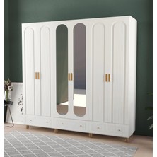 T&B Mila 6 Kapaklı Çekmeceli Gardırop - Mdf Kapak