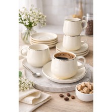 Ayzem Silver Gümüş Yaldızlı 6 Kişilik Kahve Fincan Takımı 90ml - Hediye Kutulu