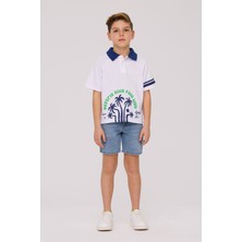 Beverly Hills Polo Club Erkek Çocuk Beyaz Tshirt Kısa Kol Günlük Stil Örme Kumaş