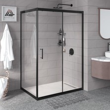 Kupon Duş ve Banyo Sistemleri Vesta D201 Dikdörtgen Duşakabin Siyah Profil Şeffaf Cam H: 190 cm