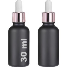 30 ml Mat Siyah Cam Damlalıklı Serum Şişesi 30 cc Renkli Metal Kapaklı Dropper Cam Şişe 2 Adet (Rose