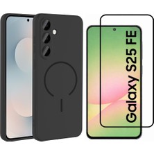 Vendas Samsung Galaxy S25 FE Kılıf M-safe Şarj Özellikli Zore Meta Kapak + Cam Ekran Koruyucu