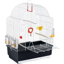 Ibiza Open Kuş Kafesi - Muhabbet Kuşu Için, Oyuncak, Yem Kabı ve Oturma Çubukları Dahil - Beyaz, 49