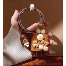 Constraın iPhone 18W/20W ile Uyumlu Ayıcık Şarj Kılıfı, Şarj Kablosu Örme Aparatı, Toparlayıcı ve Ka