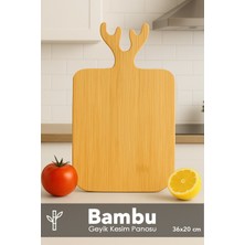 Meleni Home Dikdörtgen Bambu Kesme Tahtası - Geyik Model Servis Sunum Tahtası Sunumluk Kesim Panosu 36X20 cm