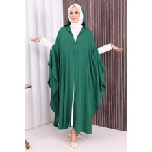 Kapüşonlu Ayrobin Pelerin 70021 Zümrüt