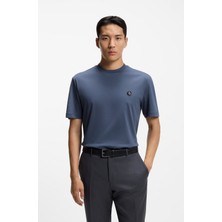 Boss Erkek %100 Pamuklu Yuvarlak Yakalı Kısa Kollu Mavi T-Shirt 50555844-468