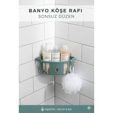 Primeaks Yapışkanlı Banyo Köşe Rafı | Plastik Üçgen Raf | Delme Yok | Pratik & Dayanıklı