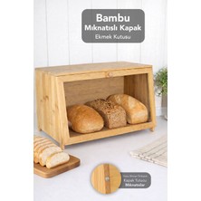 Meleni Home Mıknatıs Kapaklı Bambu Ekmek Kutusu - Mutfak Düzenleyici Dekoratif Saklama Kutusu Bambu Ekmeklik