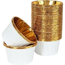 25'li Beyaz Gold Muffin Kek Kalıbı, Kek Kapsülü Cupcake Kalıbı, Airfryer Uyumlu