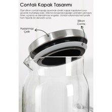 Meleni Home 1,8 Litre Borosilikat Cam Sürahi - Contalı Paslanmaz Çelik Kapaklı Sürahi